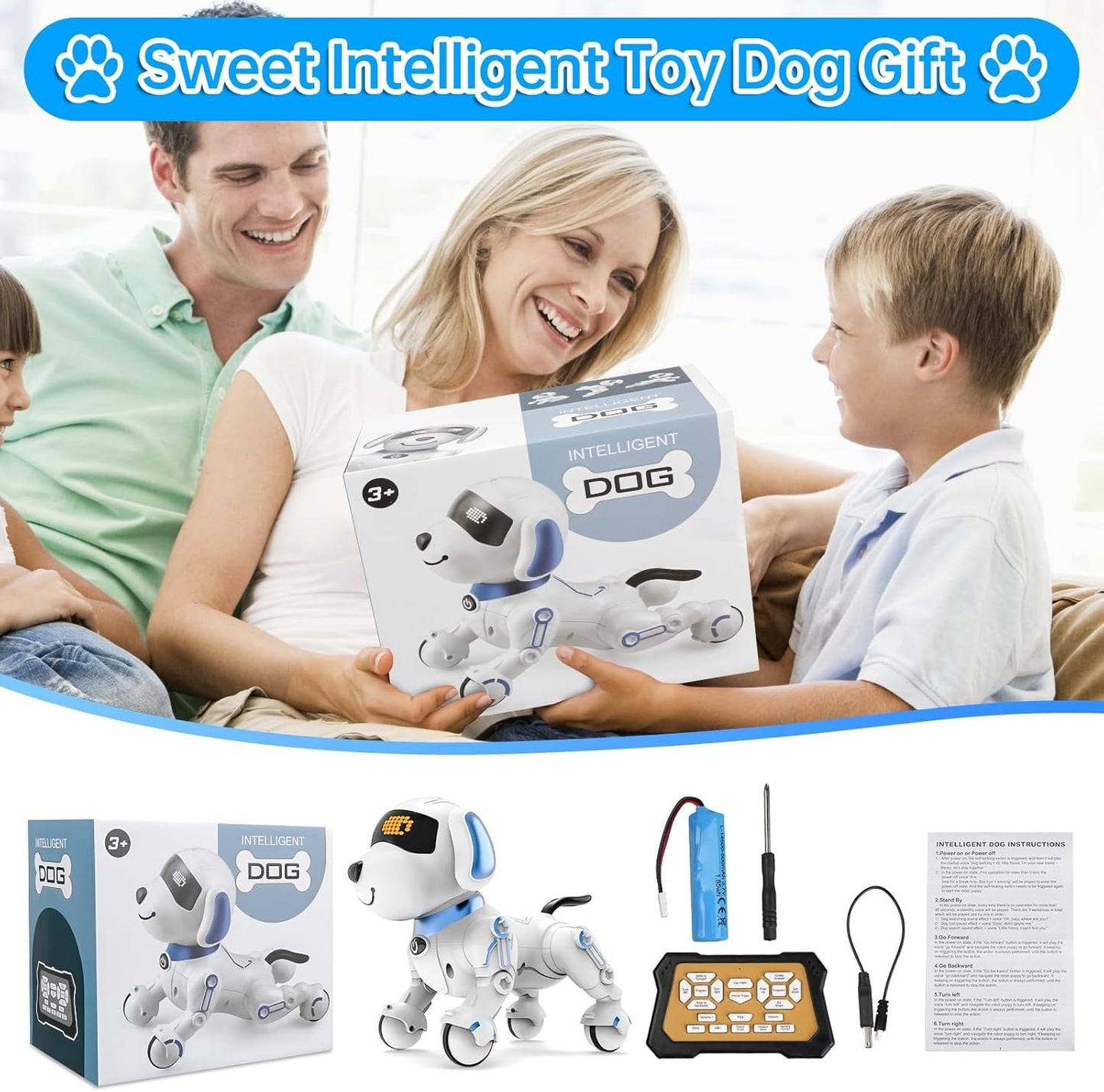 Dwi Dowellin Robot Dog for Kids 8-12,Remote Control Smart Robotic Dogs Pet Puppy Robotic Toy,Interactive Touch Walking Talking Toys for Boys Girls Christmas Birthday Gifts