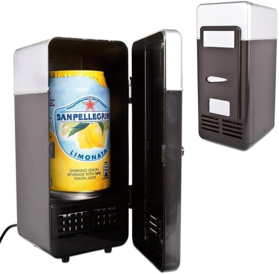 ThreeH New Mini Red USB Fridge Cooler Beverage Drink Cans Cooler/Warmer Refrigerator for Laptop PC Computer Red H-UF05Red