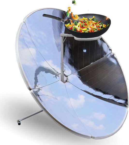 Portable Concentrating Solar Cooker 1000-1500W Thermal Power for Camping Outdoor, 1472-1832F Concentrator for Cooking, Boiling Water, Heating