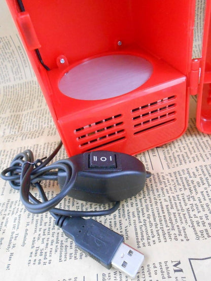 ThreeH New Mini Red USB Fridge Cooler Beverage Drink Cans Cooler/Warmer Refrigerator for Laptop PC Computer Red H-UF05Red