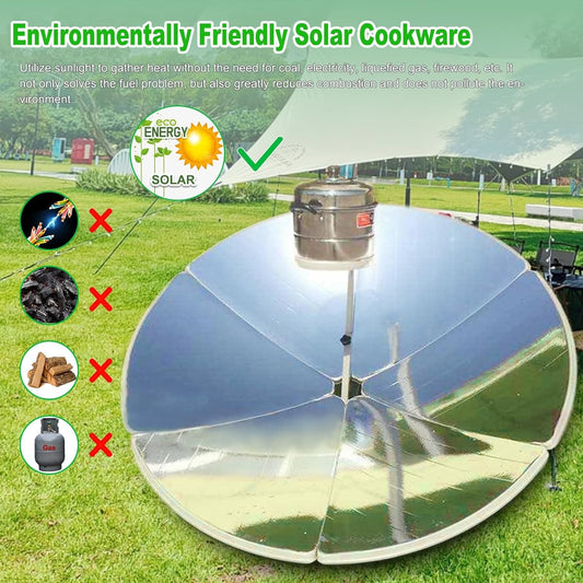 Portable Concentrating Solar Cooker 1000-1500W Thermal Power for Camping Outdoor, 1472-1832F Concentrator for Cooking, Boiling Water, Heating