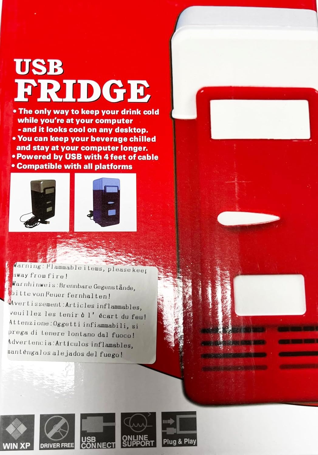 ThreeH New Mini Red USB Fridge Cooler Beverage Drink Cans Cooler/Warmer Refrigerator for Laptop PC Computer Red H-UF05Red