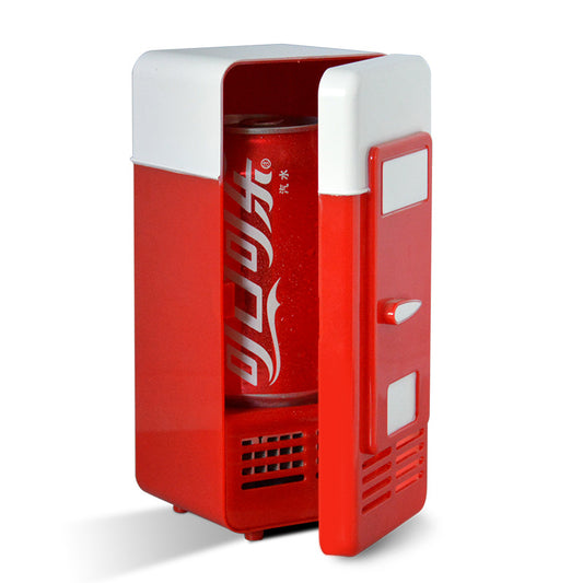 ThreeH New Mini Red USB Fridge Cooler Beverage Drink Cans Cooler/Warmer Refrigerator for Laptop PC Computer Red H-UF05Red